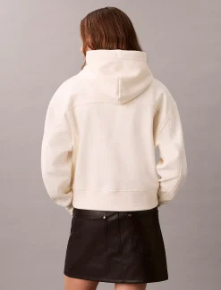 Cropped fleece hoodie met grafisch logoscript
