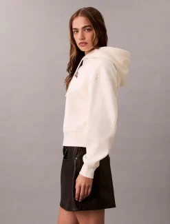 Cropped fleece hoodie met grafisch logoscript