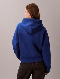Cropped fleece hoodie met grafisch logoscript
