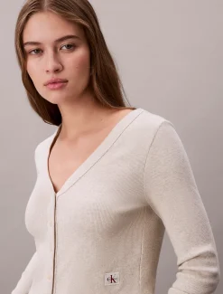 Cropped gebreid vest van ribkatoen