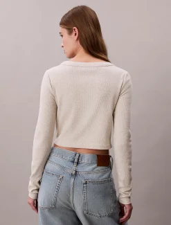 Cropped gebreid vest van ribkatoen