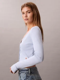 Cropped gebreid vest van ribkatoen