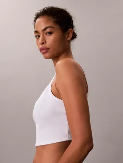 Cropped geribbelde katoenen camitop