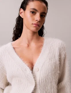 Cropped harig vest van nylonmix