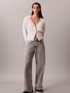Cropped harig vest van nylonmix