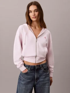 Cropped hoodie met monogram en rits