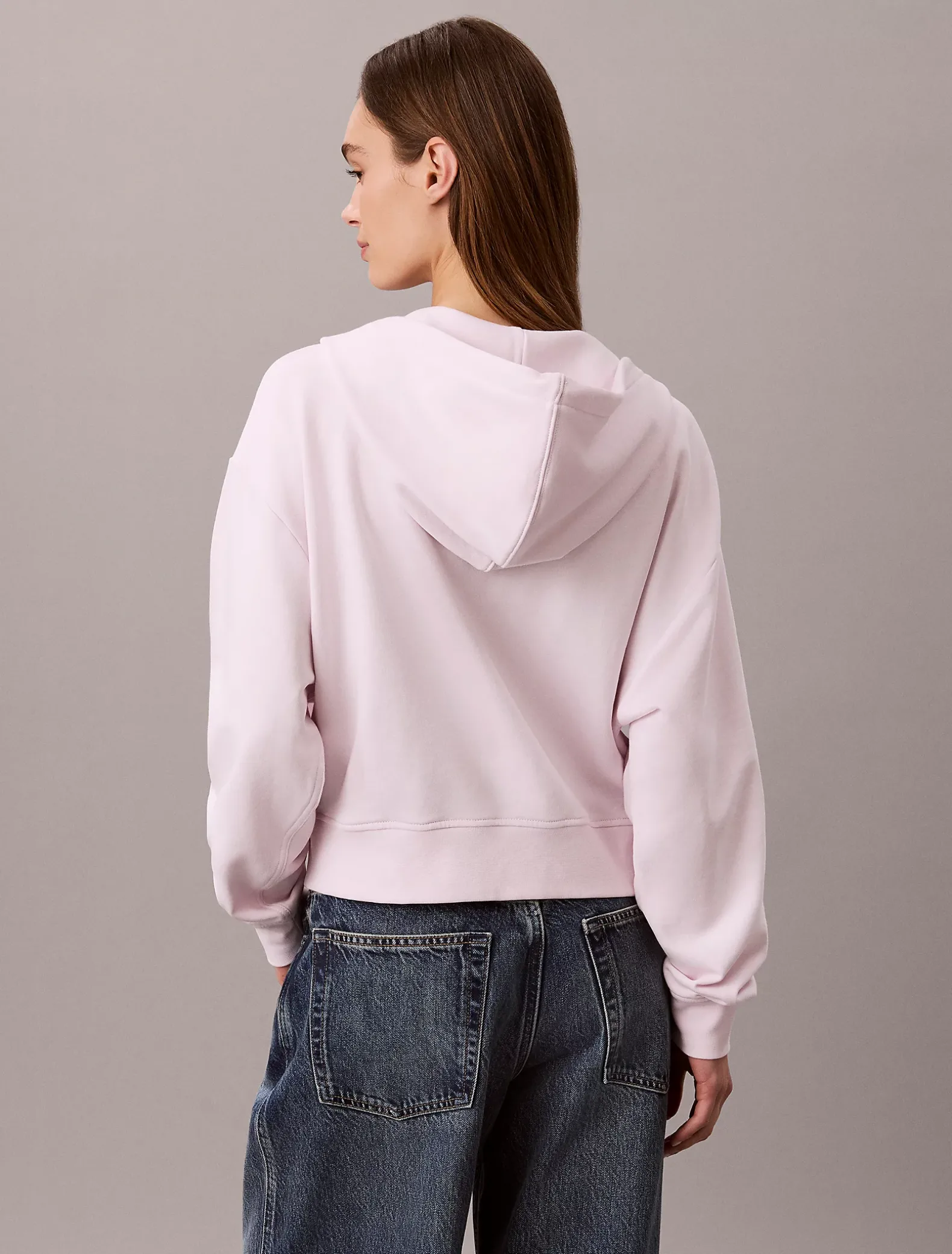 Cropped hoodie met monogram en rits