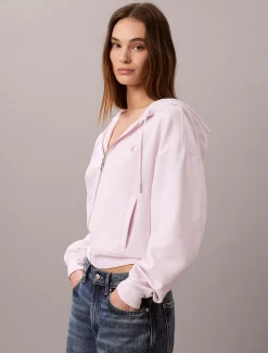 Cropped hoodie met monogram en rits