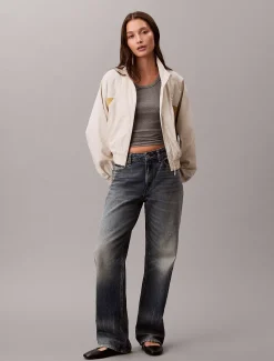 Cropped nylon jack met colourblock