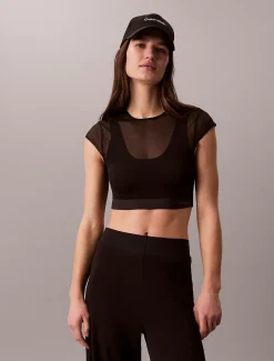Cropped performance sportbeha van mesh
