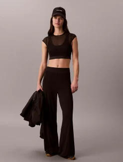 Cropped performance sportbeha van mesh