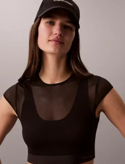 Cropped performance sportbeha van mesh