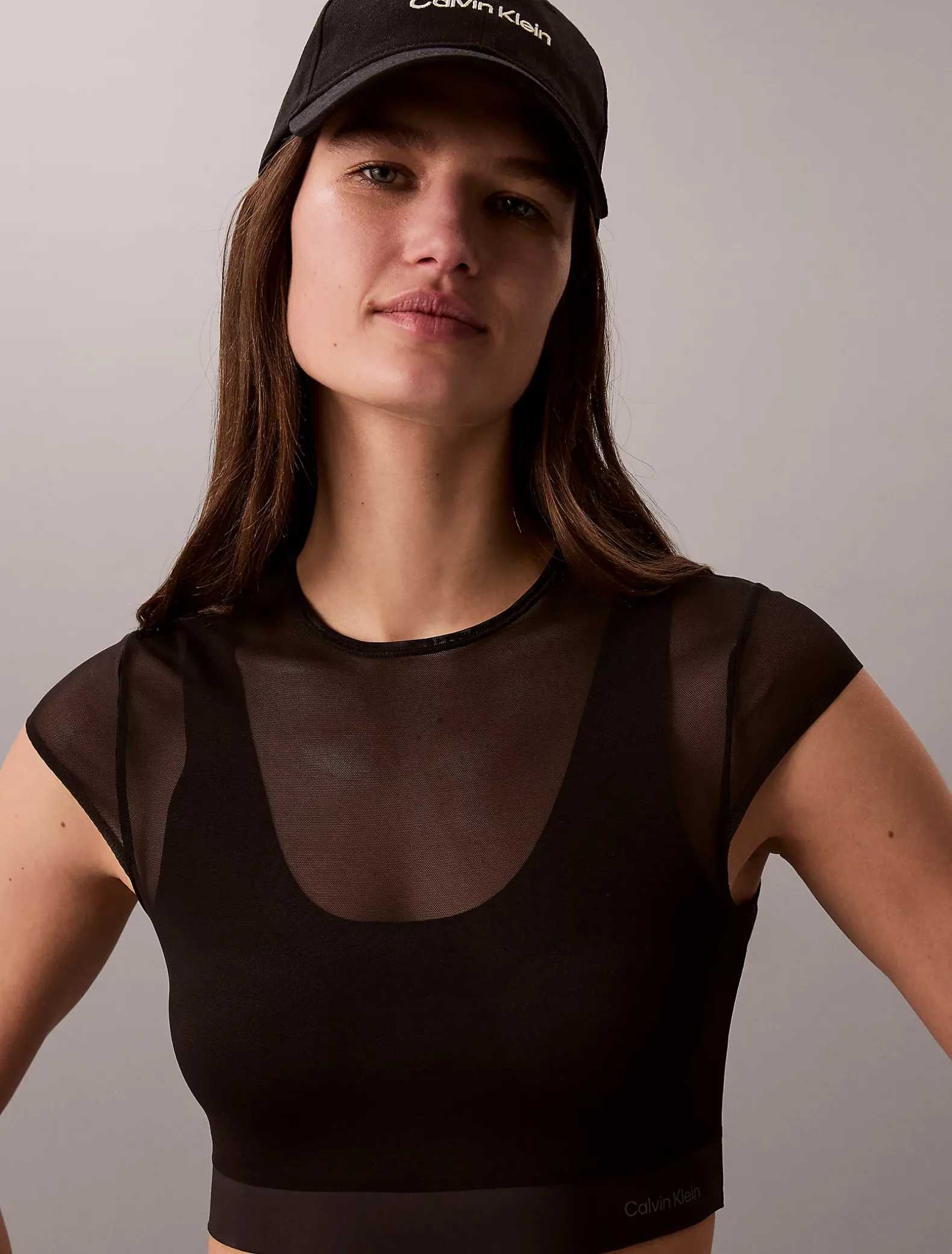 Cropped performance sportbeha van mesh
