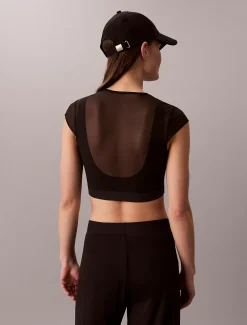 Cropped performance sportbeha van mesh