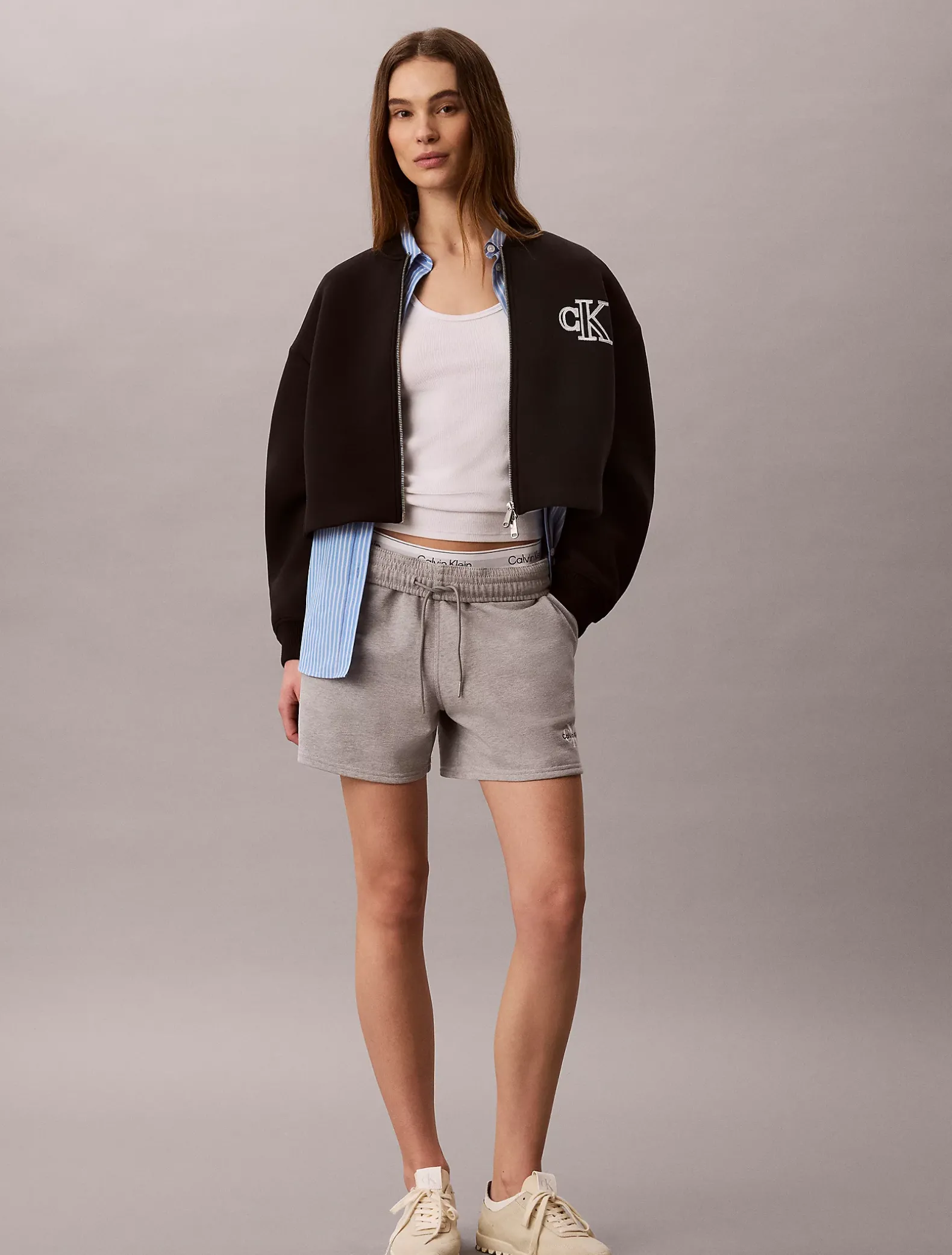 Cropped tech jersey bomberjack