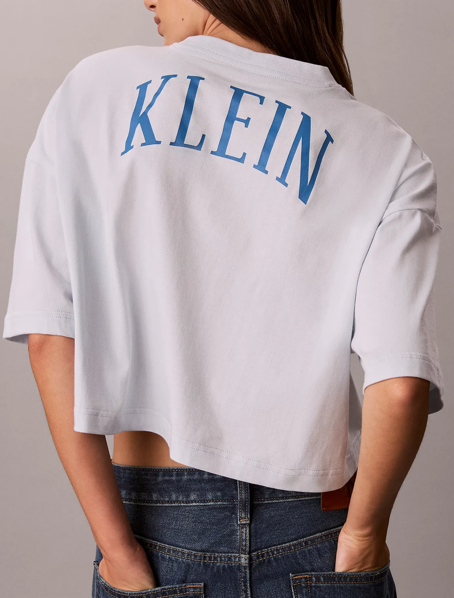 Cropped T-shirt met Varsity-logo