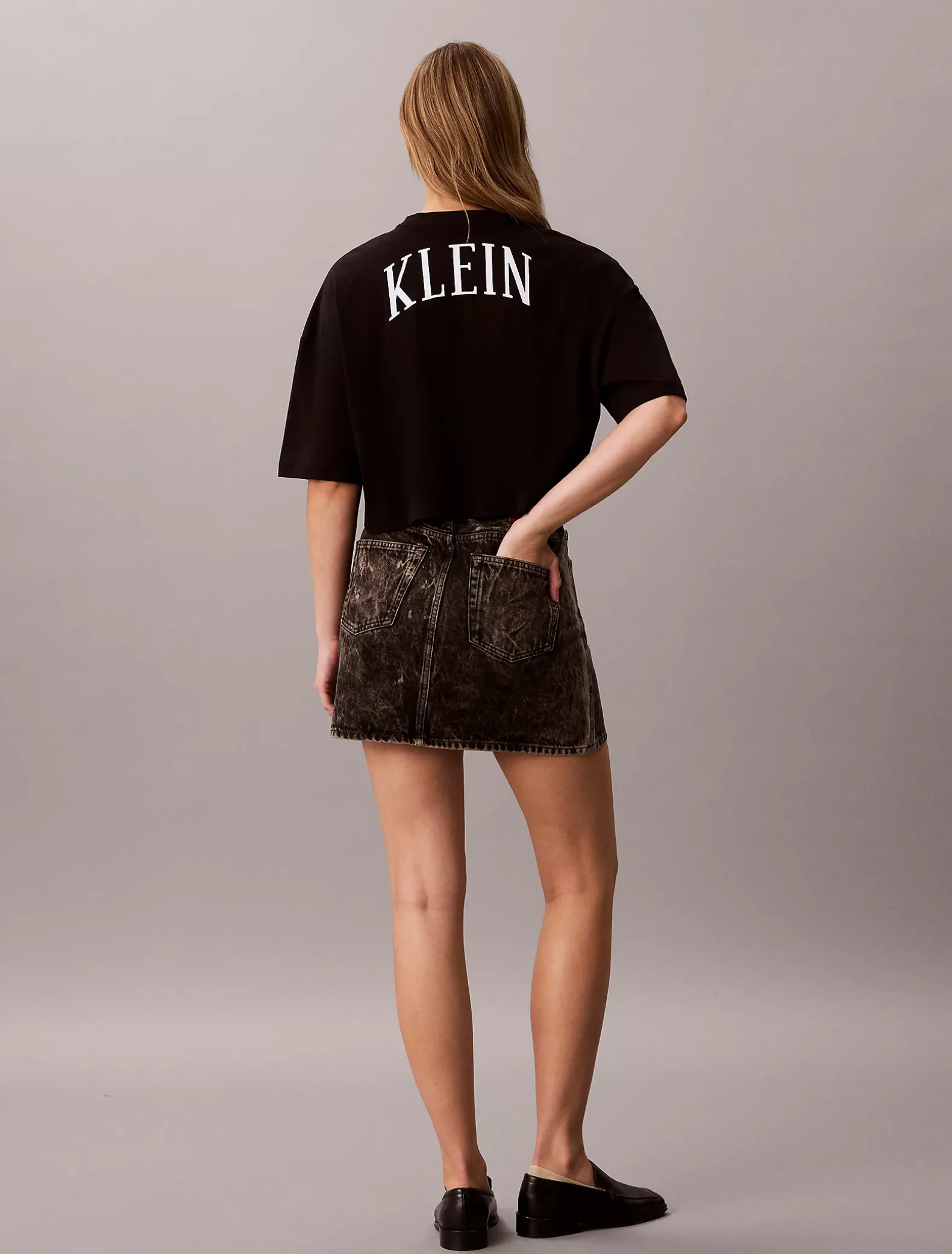 Cropped T-shirt met Varsity-logo