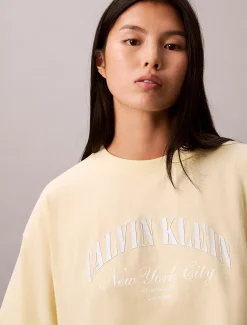 Cropped T-shirt met Varsity-logo