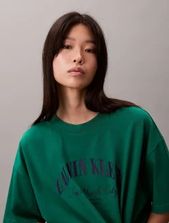 Cropped T-shirt met Varsity-logo