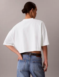 Cropped T-shirt met Varsity-logo