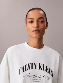 Cropped T-shirt met Varsity-logo