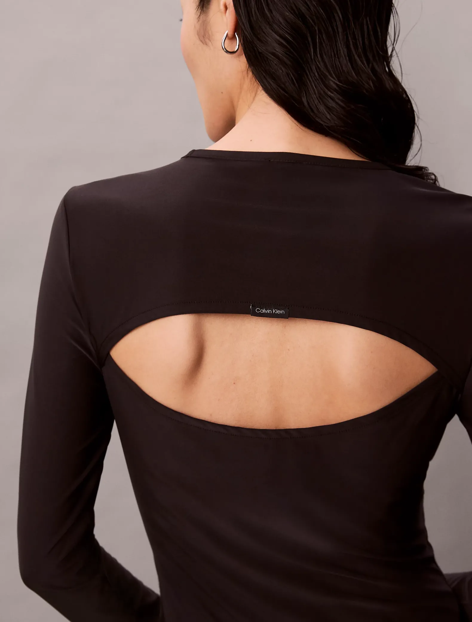 Crêpe jersey midi-jurk met uitsnijding