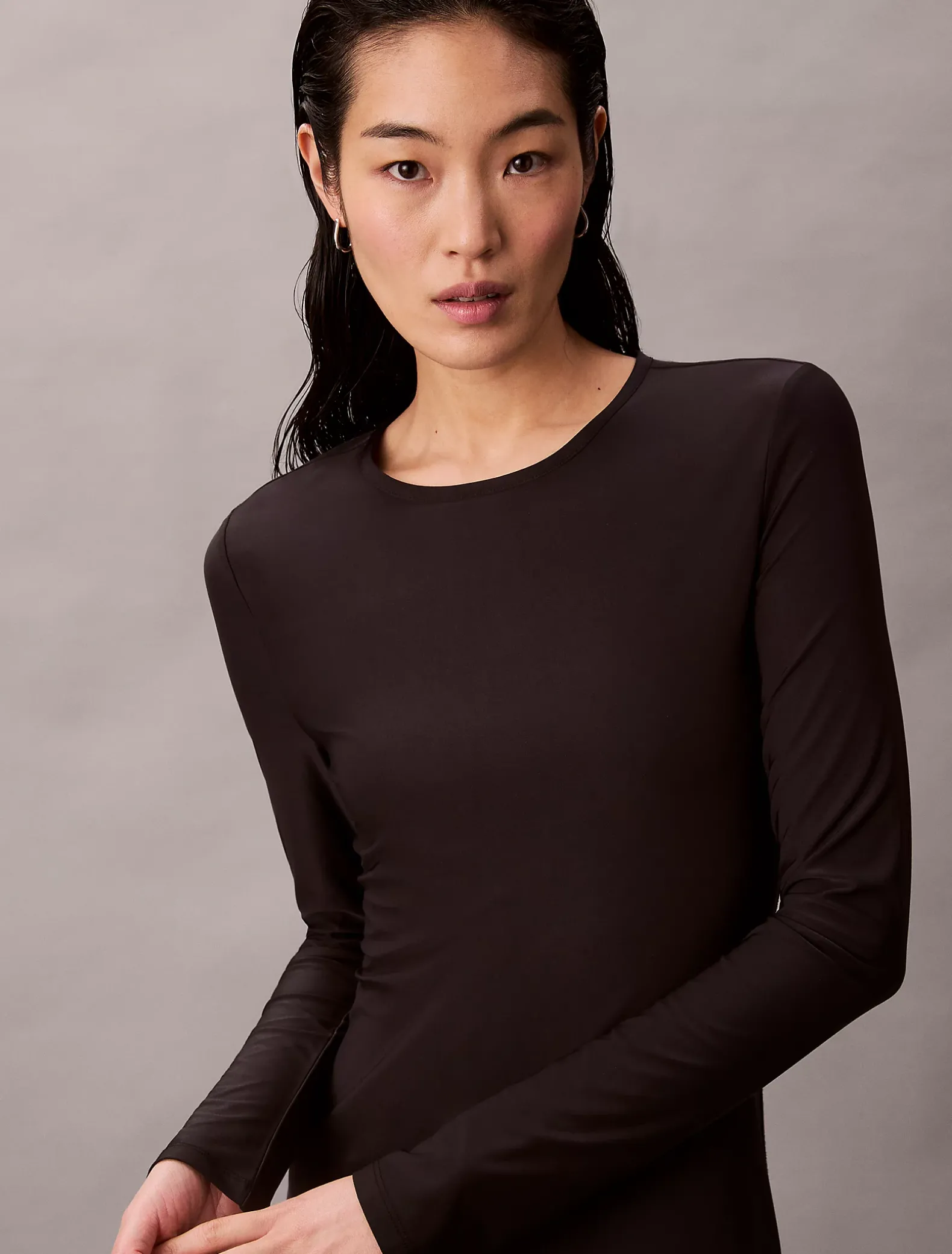 Crêpe jersey midi-jurk met uitsnijding