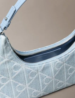 Denim all-over embleemlogo schoudertas