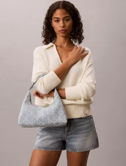 Denim all-over embleemlogo schoudertas