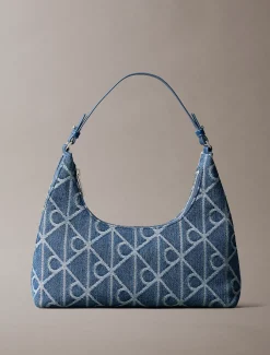 Denim all-over embleemlogo schoudertas