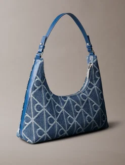 Denim all-over embleemlogo schoudertas