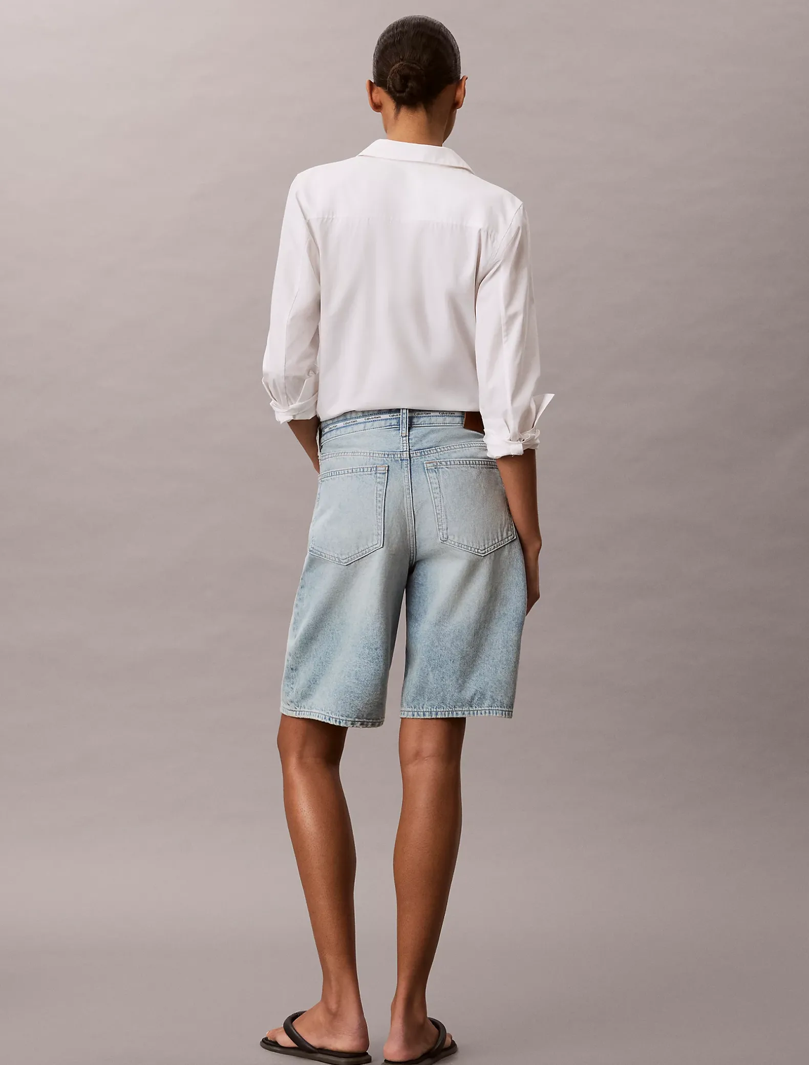 Denim bermuda korte broek met logotape