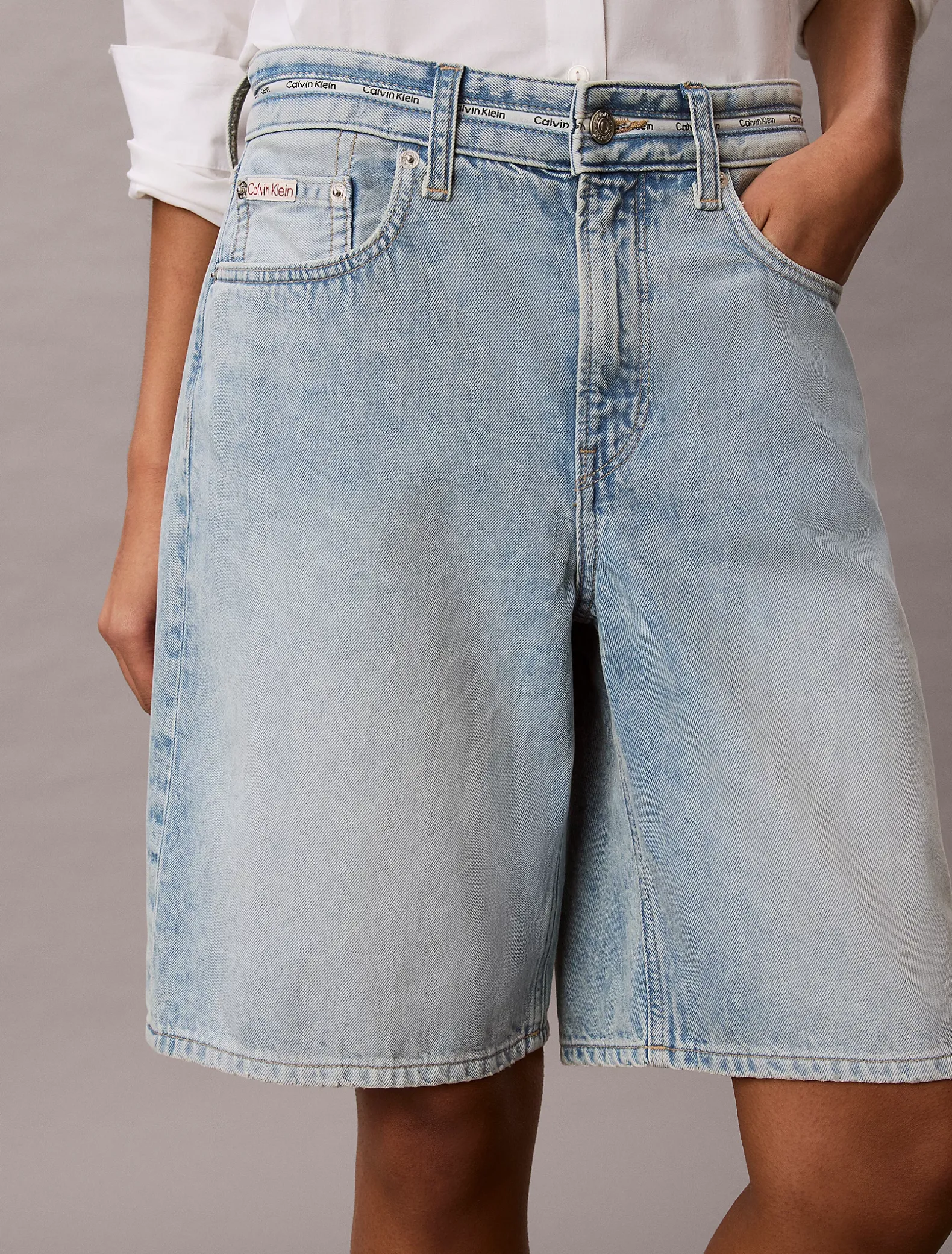 Denim bermuda korte broek met logotape