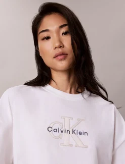 Denim boxy T-shirt met monologo