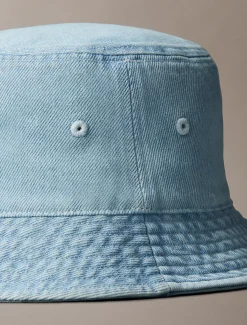 Denim bucket hat met geborduurd monogram