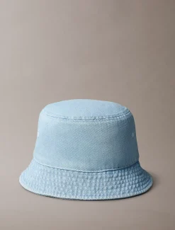 Denim bucket hat met geborduurd monogram