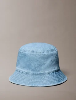 Denim bucket hat met geborduurd monogram