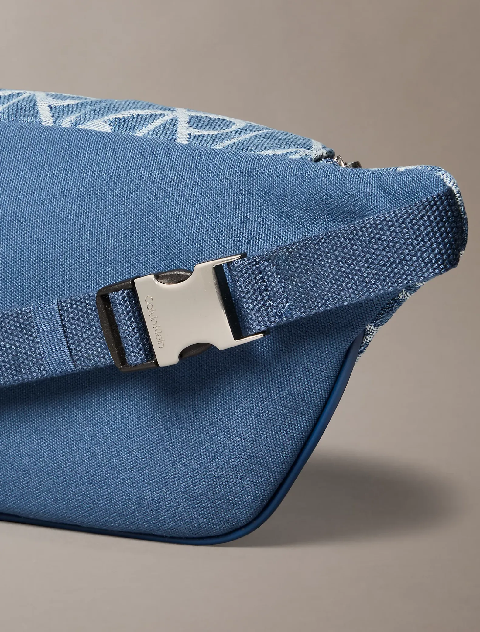 Denim heuptas jacquard met logo