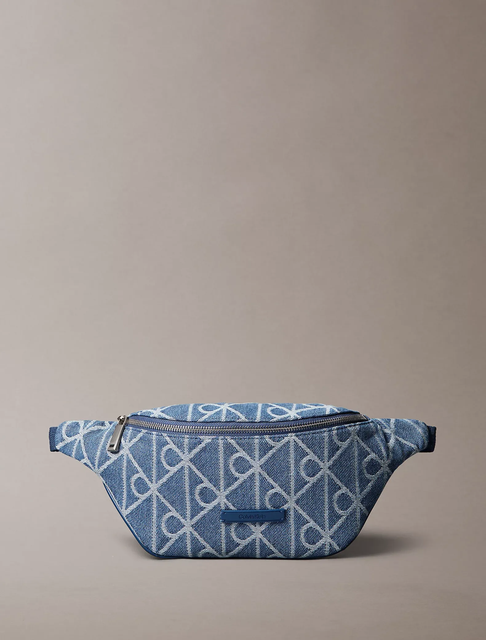 Denim heuptas jacquard met logo