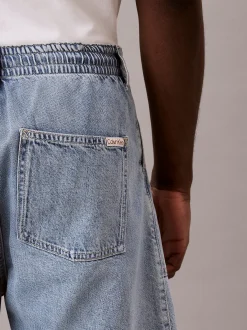 Denim korte broek van katoen-linnen