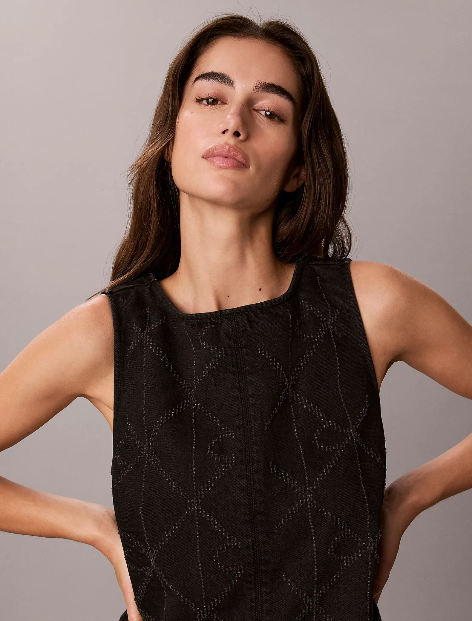 Denim mini-jurk met all-over logo