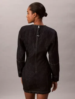 Denim mini-jurk met lange mouwen