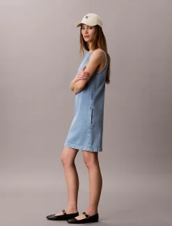 Denim mini rechte jurk