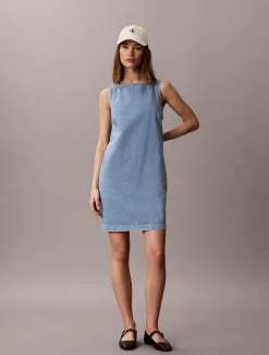 Denim mini rechte jurk