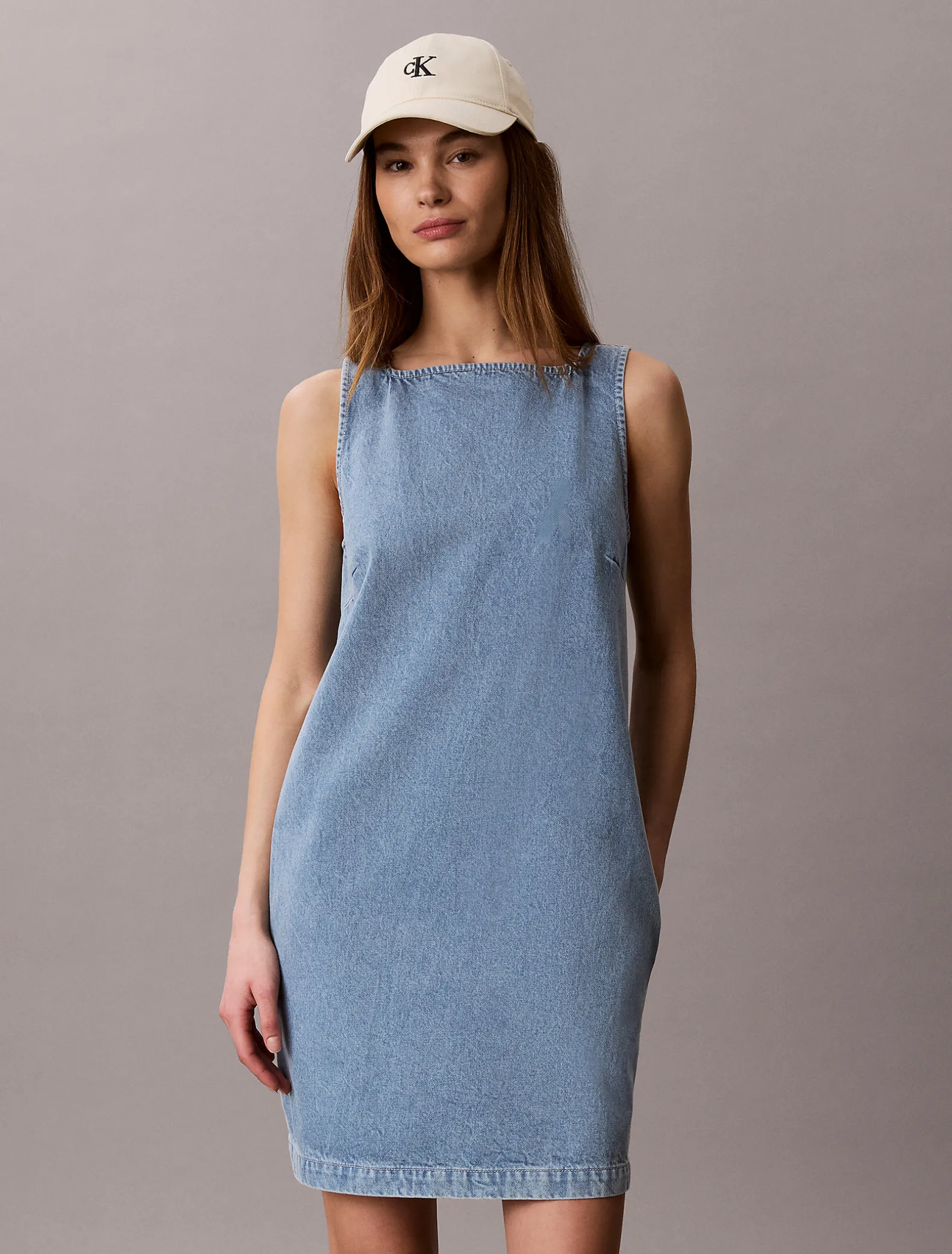 Denim mini rechte jurk