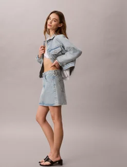 Denim minirok met logotape