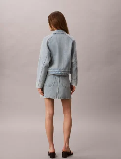 Denim minirok met logotape