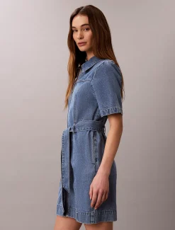 Denim overhemdjurk met riem