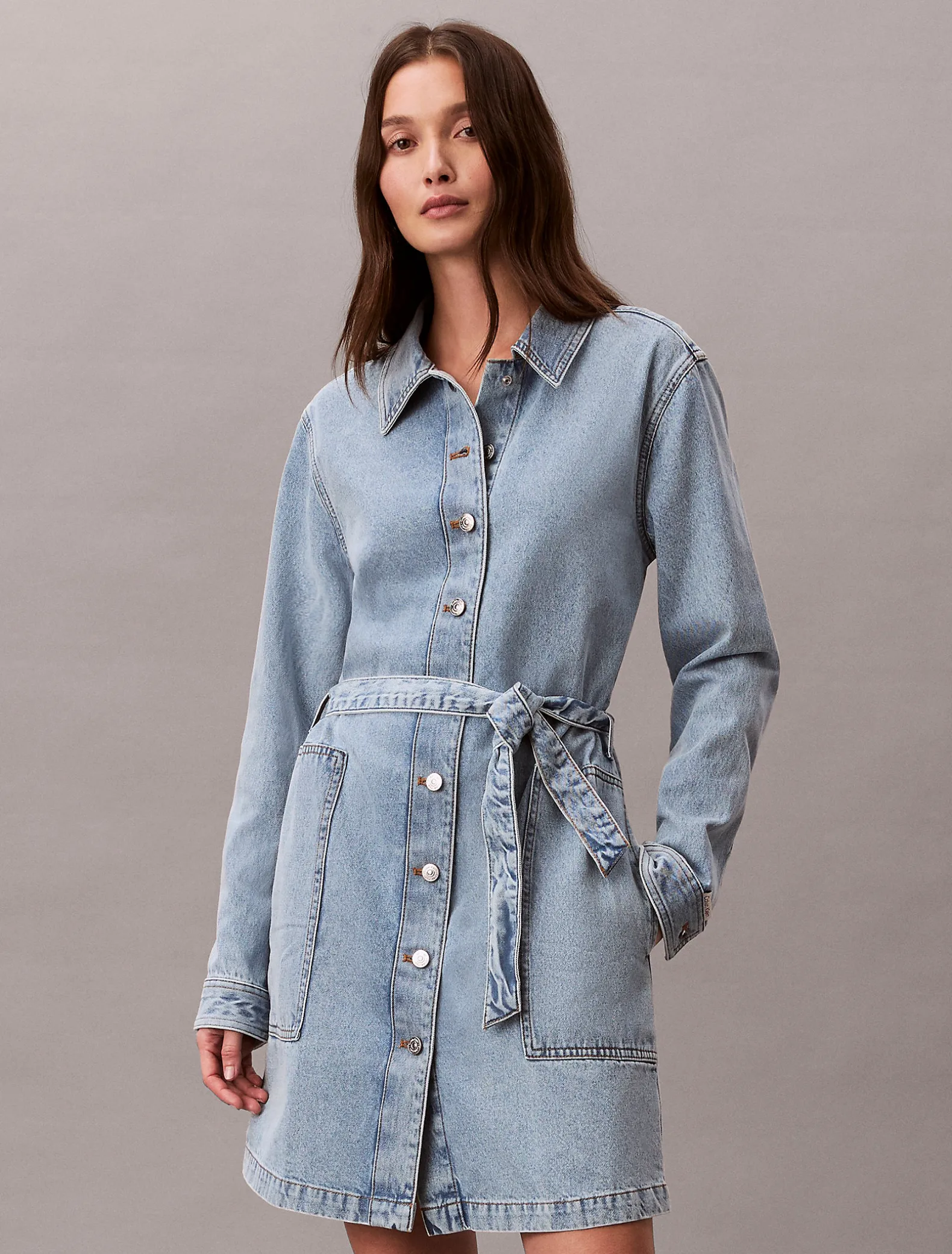 Denim overhemdjurk met riem
