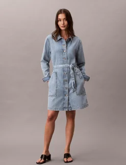 Denim overhemdjurk met riem